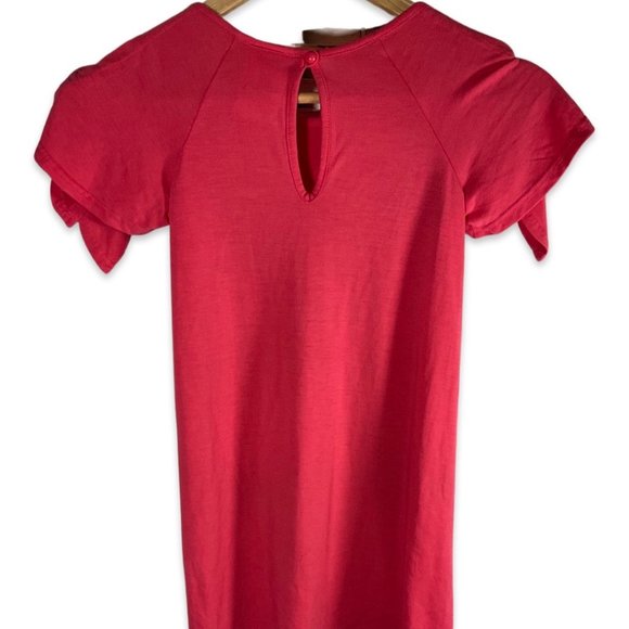 Size: 7 - Pink Flutter Sleeve Dress w/ Sequin Pineapple & Keyhole Back Detail - Picture 2 of 4